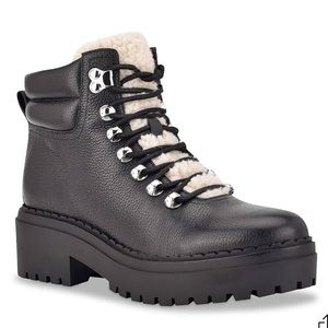 Marc Fisher LTD Nairy Lace-Up Genuine Shearling Lug Sole Bootie